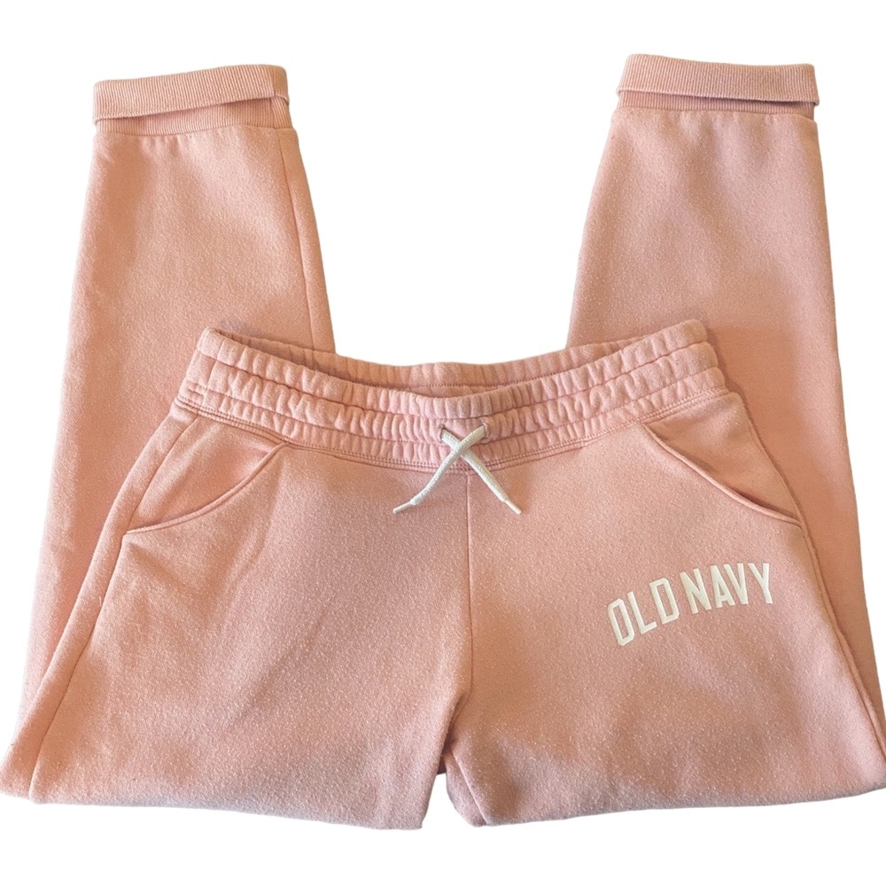 Old Navy Girls L PLUS Fleece Joggers Sweatpants PINK Logo